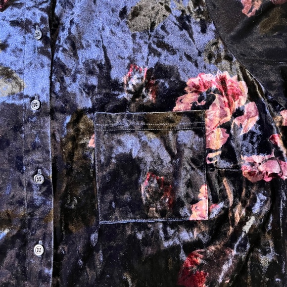 Women's Velvet L/S Floral Blouse Plus Size Dark Romance Whimsigoth Velour - Picture 4 of 10